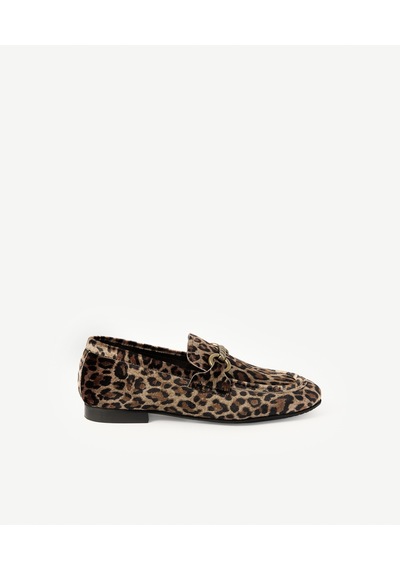 Yargıcı Leopar Baskılı Kadife İnce Tabanlı Loafer 26kkay4011x 018 Açık Kahve