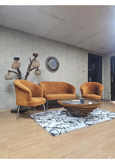 Zafir Takım Krom Kaplama Sivriltme Ayak Çay Seti Koltuk - Berjer , Balkon, Salon, Ofis Kiremit