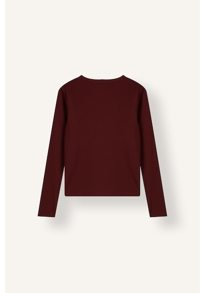 Defacto Slim Fit Bisiklet Yaka Fitilli Kaşkorse Uzun Kollu Basic Tişört I4450ax26aubr115 Bordo-br115