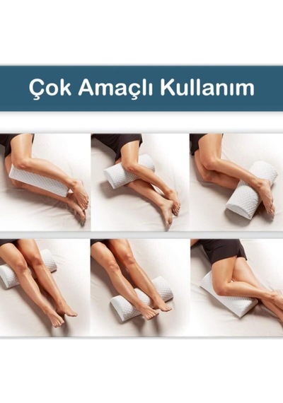 Bacak Arası Diz Altı Alt Sırt Yastığı Visco Yarım Ay Yastık Bacak Dinlendirme Bel Yastığı Beyaz