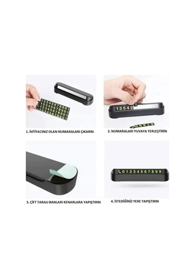 Telefon Tutuculu Numaratör Parfümlü Gizlenebilir Numara Parfümlü Tasarım Kablo Tutucu Kartlık Bölmesi Siyah