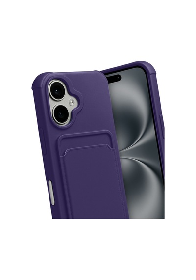 Apple iPhone Uyumlu   17 Kelvin Kartvizitli Silikon - Derin Mor