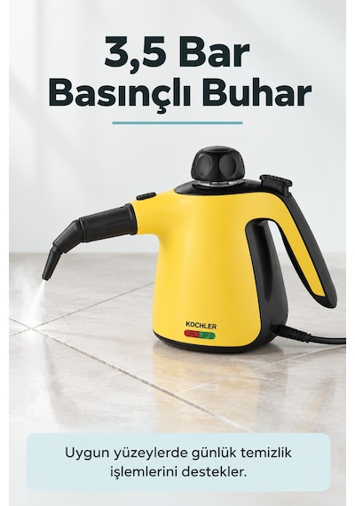 Kochler Buharlı Temizlik Makinesi 3.5 Bar Basınçlı El Tipi Temizleyici Ve Mop