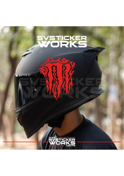 Monster Kask Sticker Tüm Kasklar Uyumlu Tek Yön 1 Adet Kırmızı