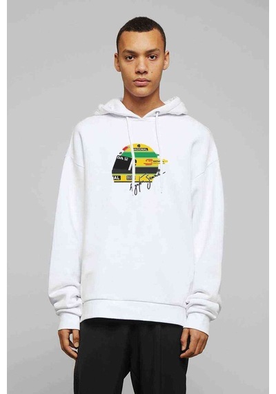 Formula F1 Ayrton Senna F1 Car Baskılı Beyaz Erkek Kapşonlu Sweat (531046920)