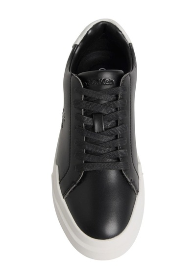 Calvin Klein Kadın Kalın Tabanlı Bağcıklı Deri Siyah Sneaker-13458 Siyah