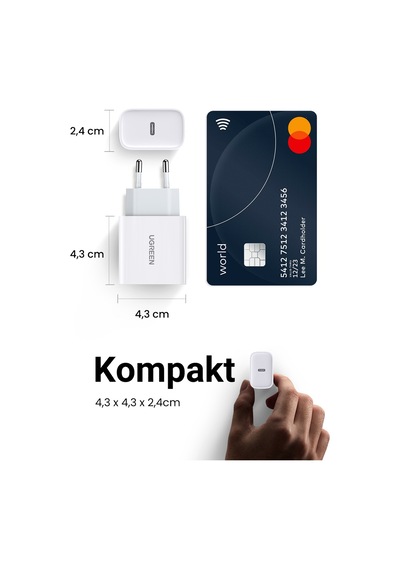 Ugreen 20w Hızlı Şarj Cihazı Qc Pd Hızlı Şarj Cihazı 1xusb-c, Beyaz, 60450
