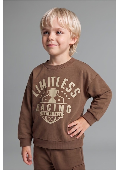Defacto Erkek Bebek 2li Takım Baskılı Sweatshirt Eşofman Altı G5132a525wnbn589 Kahve-bn589
