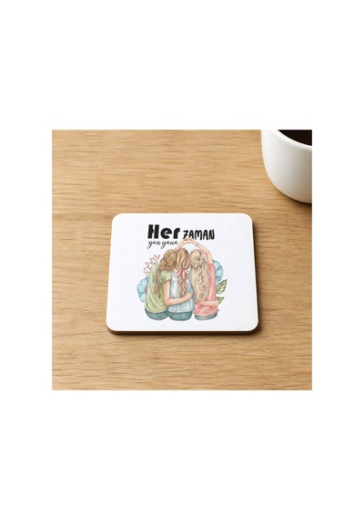 Her Zaman Yanyana Baskılı 9x9 Cm Kare Mdf Bardak Altlığı Ahşap Çok Renkli