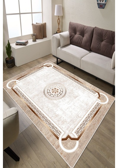 Klasik Makinede Yıkanabilir Kaydırmaz Leke Tutmaz Salon Halı Oturma Odası Halı Mutfak Halı Ve Yolluk Bej
