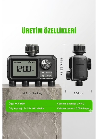 4 Çıkışlı Dijital Bahçe Sulama Zamanlayıcısı - Otomatik Sulama Sistemi