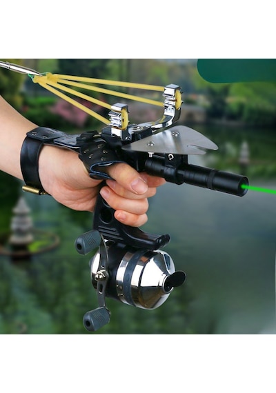 Lazerli Olta Sapı Balıkçılık Makaralı El Tipi Balık Avı Aparatı Kamp Outdoor Siyah