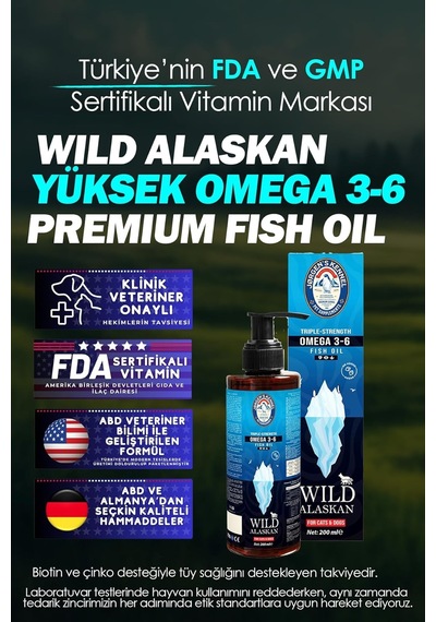 Jorgens Kennel Kedi Ve Köpek Için Doğal Omega 3-6 Wild Alaskan Triple Strength Balık Yağı I Fish Oil