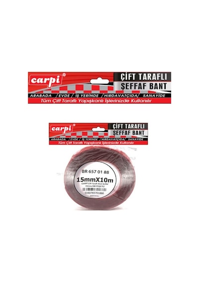 Çift Taraflı Bant 15 Mm X 10 Mt Şeffaf Silikonlu