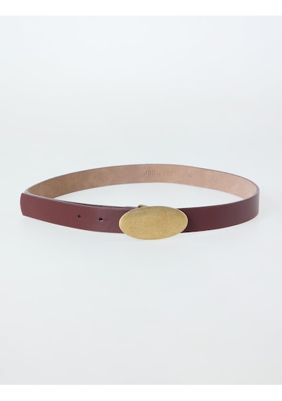 Jimmy Key Bordo Deri Görünümlü Oval Tokalı Kemer 6sw416737562