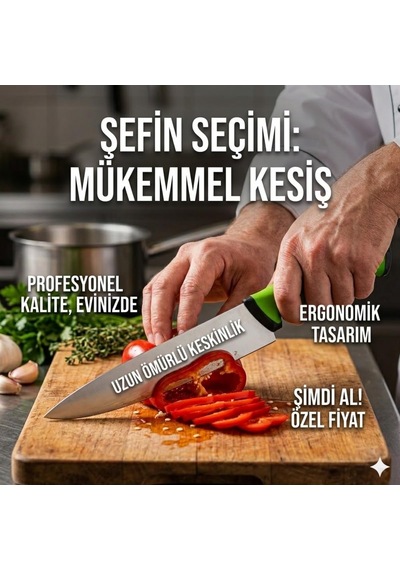 Profesyonel Şef Bıçağı, 28 Cm, Yüksek Karbonlu Paslanmaz Çelik, Ergonomik Kaymaz Sap, Et Ve Sebze Kesimi İçin İdeal Çok Renkli