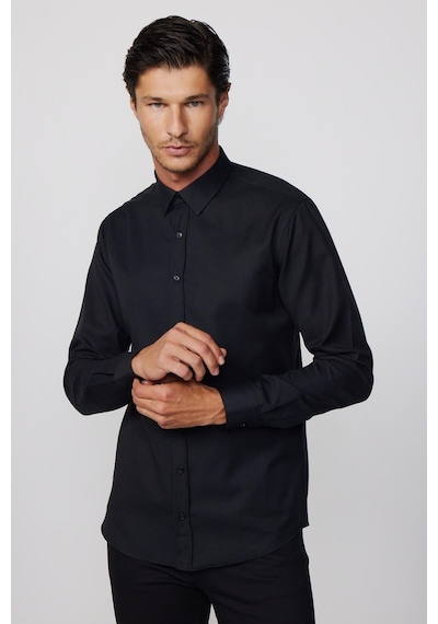 Tudors Modern Slim Fit Pamuklu Kolay Ütü Armürlü Siyah Erkek Gömlek-28380-siyah Siyah Tudors Modern Slim Fit Pamuklu Kolay Ütü Armürlü Siyah Erkek Gömlek-28380-siyah Siyah