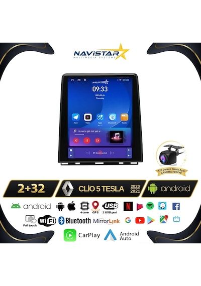 Renault Clio5 2020-2021 Tesla Model 2gb + 32gb Kablosuz Carplay