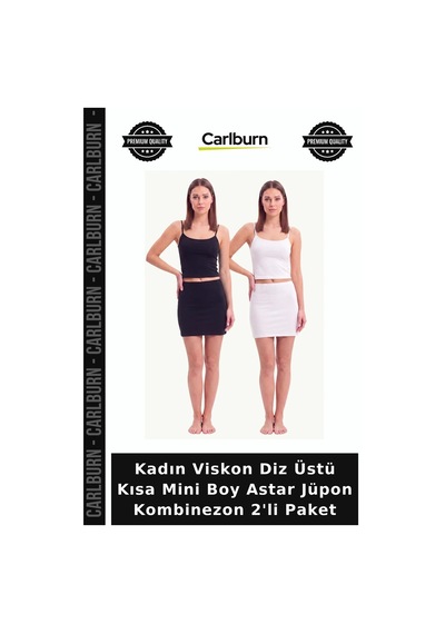 Carlburn Kadın Viskon Diz Üstü Kısa Mini Boy Astar Jüpon Kombinezon 2'li Paket Elbise Altı İç Giyim Pratik Beyaz Siyah Carlburn Kadın Viskon Diz Üstü Kısa Mini Boy Astar Jüpon Kombinezon 2'li Paket Elbise Altı İç Giyim Pratik Beyaz Siyah