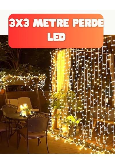Hubrendy Tekno 3x3 Metre Şelale Led Perde Işık İç Dış Mekân Dekorasyonu
