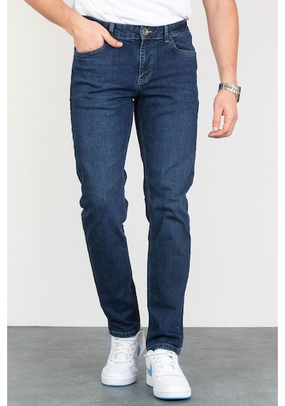 Hlt Jeans 492014020 Keven Taşlamalı Slim Fit Likralı Esnek Erkek Kot Pantolon - Koyu Mavi