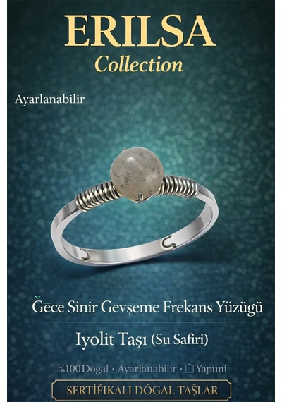Sertifikalı Gece Sinir Gevşeme Frekans Yüzüğü İyolit Taşı Ayarl Çok Renkli