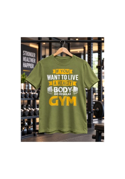 Segungear Live Healty Erkek Regular Fit Baskılı Spor Tişört Haki - 931643760 Haki
