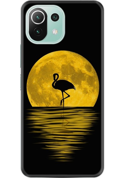 Xiaomi Mi 11 Lite Kılıf +Kablo Koruyucu Ay Ve Flamingo 1775