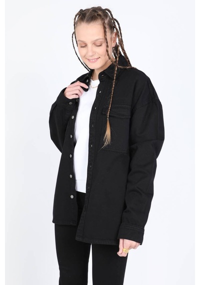 Banny Jeans Kadın Oversize Jean Gömlek SİYAH