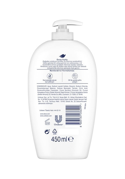 Dove Hindistan Cevizi Yağı ve Badem Sütü Özü Sıvı Sabun 3 x 450 ML