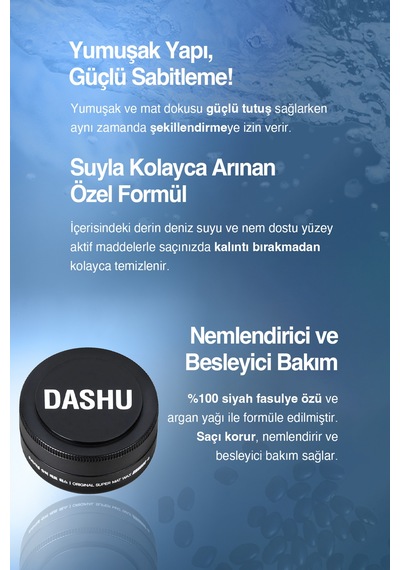 Ultra Güçlü, Mat Bitişli, Kalıntı Bırakmayan, Besleyici Dashu For Men Original Super Mat Wax 15ml