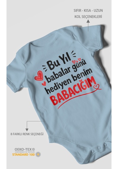 Morivokids Babaya Özel Kısa Kollu Bebek Body %100 Pamuk Zbn297-kk Bebe Mavisi