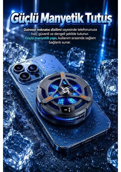 Premium Oyun Fanı Cihaz Aparatı Oyuncu Aracı Kablolu Cep Telefon Soğutucu Acc60 Siyah