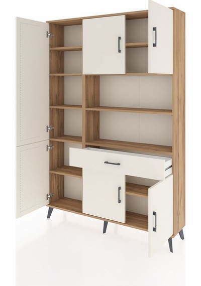Arges Dolap 10 Raflı Tek Çekmeceli 6 Kapaklı 132x30x195 Çam-a... Çam Arges Dolap 10 Raflı Tek Çekmeceli 6 Kapaklı 132x30x195 Çam-a... Çam