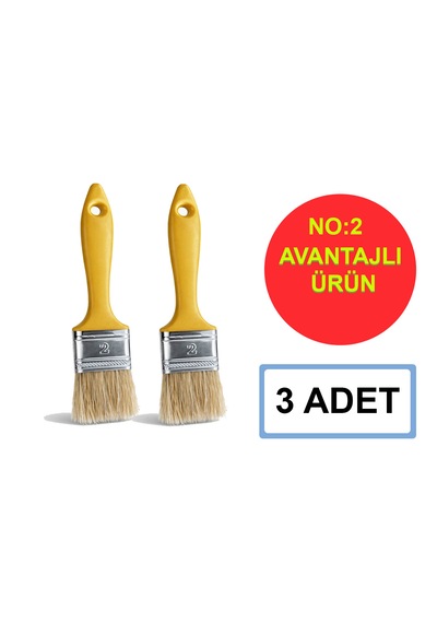 Sgs Kestirme Fırça Profesyonel Plastik Sap No:2 3 Adet