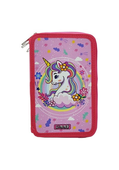 Xl Jumbo Model Unicorn Bahar Kalem Kutusu Organizer Kalemkutu 3 Bölmeli Kalemlik Pembe Pembe