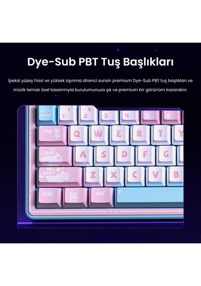Leobog Amg65 Mekanik Gaming Oyuncu Klavyesi Led Matrix Ekranlı Jasper Switch Rgb Hot Swap Pembe