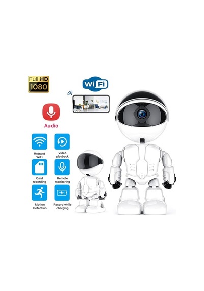 1080p Robot Görünümlü Bebek Bakıcı Wifi Ip Güvenlik Kamerası Kablosuz Gece Görüşlü