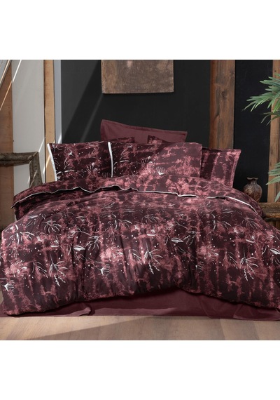 Doryana King Size Battal Boy %100 Pamuk Flanel Pazen Nevresim Takımı Bordo Kahverengi