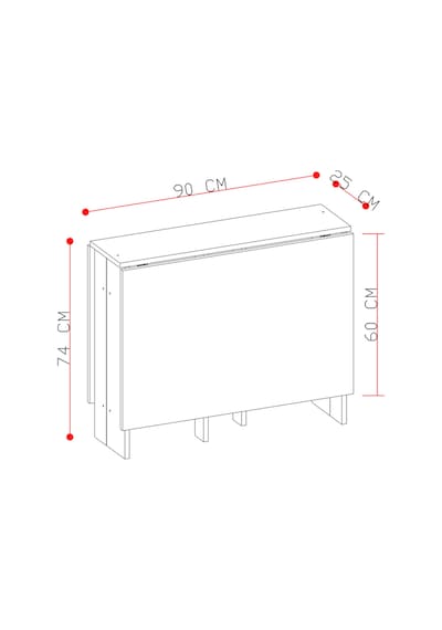 Pratik Katlanır - Açılır Kapanır Dikdörtgen Mutfak Yemek Çalışma Masası - 145 Cm X 90 Cm - %100 Mdf Atlantik - Çam