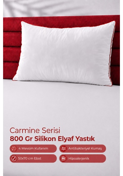 Carmine Serisi %100 Silikon Elyaf Dolgu Yastık - Otel Tipi 800 Gr 1 Adet Beyaz