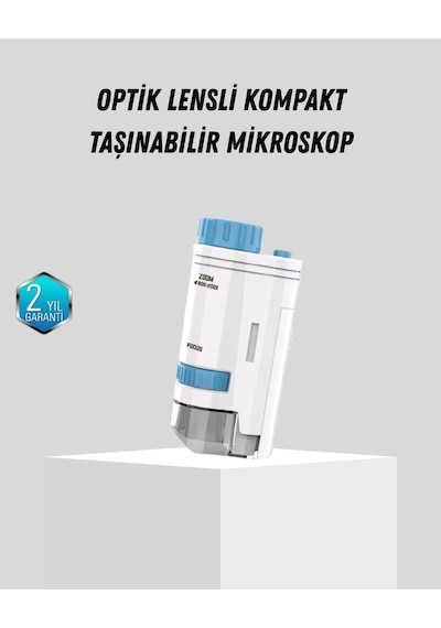 Mey İthalat Taşınabilir Mini Mikroskop Led Işıklı 80x 200x Büyütmeli Ve Odak Ayarlı