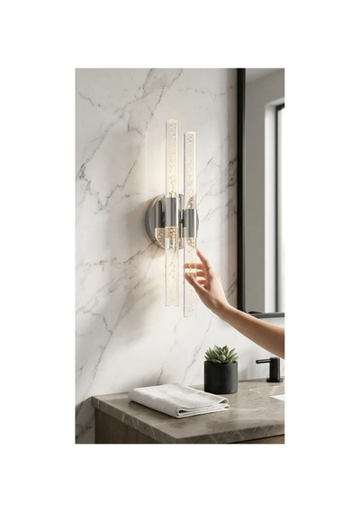 Bubbleflux Dubble Medium 40 Cm Modern Tasarım Led Aplik - Duvar Lambası - Gümüş - Pilli - Günışığı Gümüş Pilli