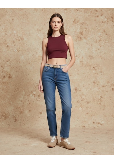 LTB Slım Fit Kolsuz Üst Bordo Atlet Kırmızı