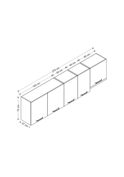 Minar 275 Cm Mutfak Dolabı Beyaz 275-B7-Üst Modül Beyaz