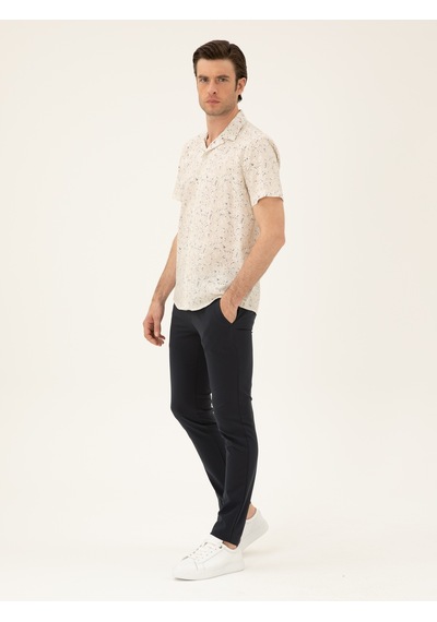 Cacharel Lacivert Slim Fit Beli Bağcıklı Pantolon