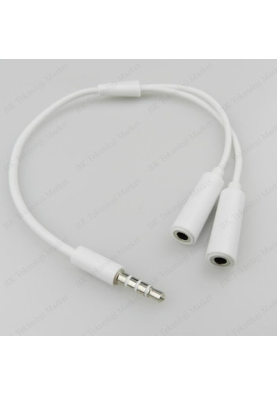 3.5Mm Stereo 4 Kutuplu Kulaklık Ses Çoklayıcı Kablo