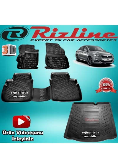 Peugeot 301 3D Paspas + Bagaj Havuzu Set Siyah 2012-2019 Rizline N11.5944