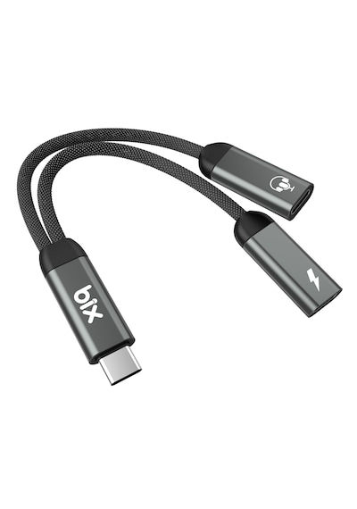 Bix Adp-13 Type-c To Çift Type-c Kulaklık Ve 15w Şarj Dönüştürücü