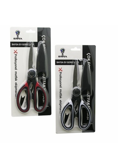 Go İthalat Çok Amaçlı 4ın1 Mutfak Makası 20cm -kıracak - Açacak- Kesici - Makas - Makas Ağzı Plasti